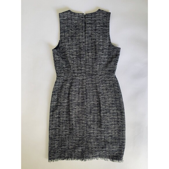 J Crew Dress Women 4 Navy Blue Metallic Tweed Sheath Fringe Career Preppy Office - Picture 2 of 12